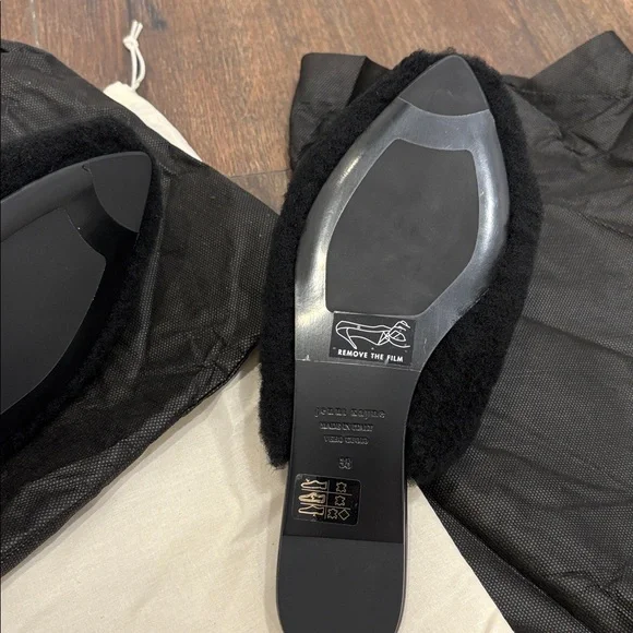 Jenni Kayne Black Shearling Slippers NWT size 38 (8) - Picture 5 of 6